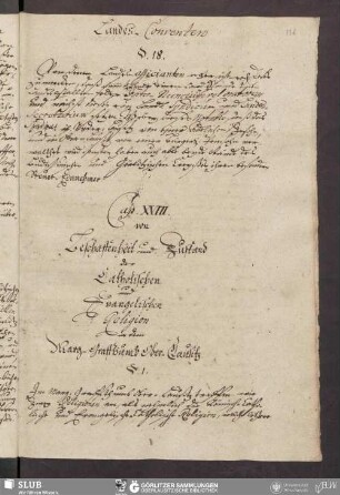 Cap. XVIII. von Beschaffenheit und Zustand der Catholischen und Evangelischen Religion in dem Marg-Graffthumb Ober-Lausitz