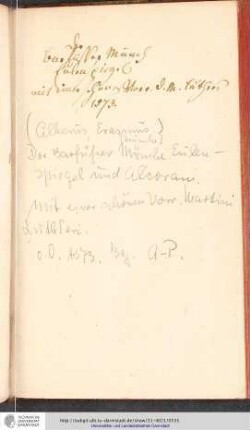 [Angebundenes Werk] Alberus, Erasmus, Der Barfüßer Mönche Eulenspiegel und Alcoran