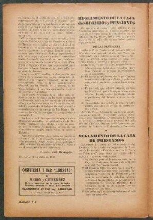 Reglamento de la caja de socorros y pensiones