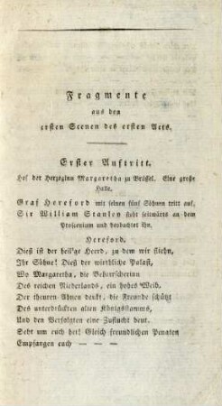 Fragmente aus den ersten Scenen des ersten Acts