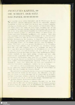 Zwoelftes Kapitel. Die Schrift, Der Satz, Das Papier