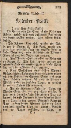 Neunter Abschnitt Kalender-Pratke