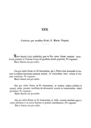 XVII. Canticum pro omnibus Festis S. Mariæ Virginis.