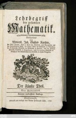 Theil 5: Die Hydraulik