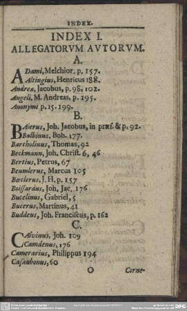 Index I. Allegatorum Autorum
