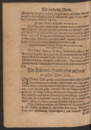 Für Wütende Hunde/ oder anderer vergifften Thier/ Biss.