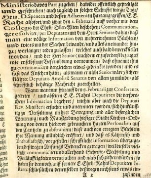 Protocoll-Mässiger Bericht, Dessen Was zwischen E.E. Raht und dem Ehrwürdigen Ministerio Occasione der Horbischen Sache bißhero fürgefallen