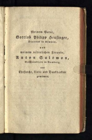 Meinem Vater, Gottlob Philipp Heusinger, ...