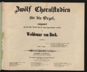 Zwölf Choralstudien für die Orgel