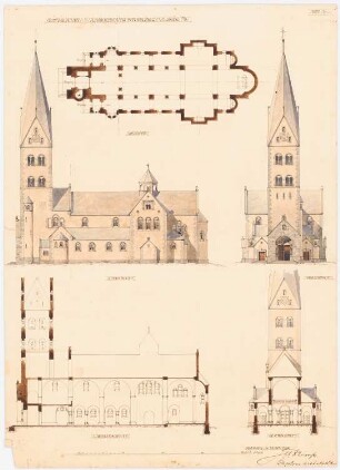 St. Antonius von Padua, Wickede Erweiterung: Grundriss, Ansichten und Schnitte 1:200