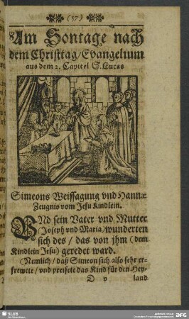 Am Sontage nach dem Christtag, Evangelium aus dem 2. Captiel S. Lucas