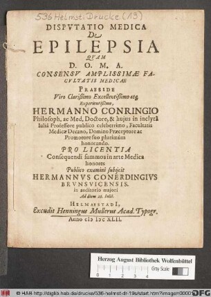 Disputatio Medica De Epilepsia