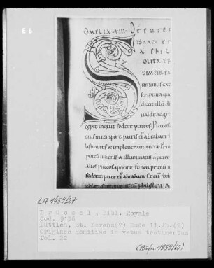 Ms 9136, Origines Homiliae in vetus testamentum, fol. 22: Initiale S