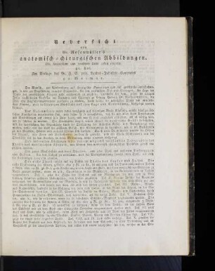 Uebersicht von Dr. Rosenmüller's anatomisch-chirurgischen Abbildungen.