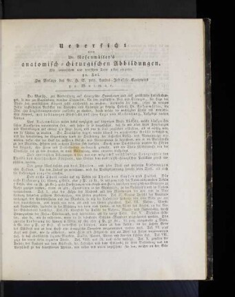 Uebersicht von Dr. Rosenmüller's anatomisch-chirurgischen Abbildungen.