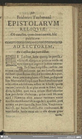 Friderici Taubmani Epistolarum Reliquiae