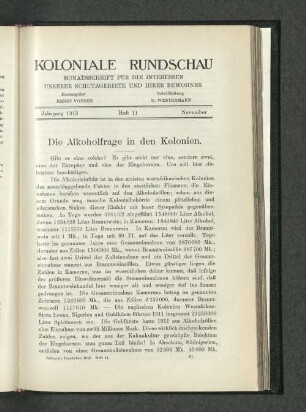 Die Alkoholfrage in den Kolonien.