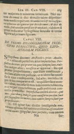 Caput VIII. De Primo Syllogismorum Principio Perfectivo, Quod Expositionem Vocant.