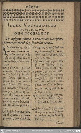 Index Vocabulorum Difficilium Quae Occurrunt
