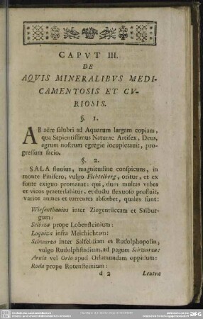 Caput III. De Aquis Mineralibus Medicamentosis Et Curiosis