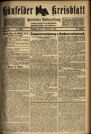Erste Ausgabe vom Samstag, den 27. September 1930.