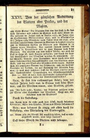 XXVI. Von der gänzlichen Ausrottung der Blattern und Pocken, und der Masern.