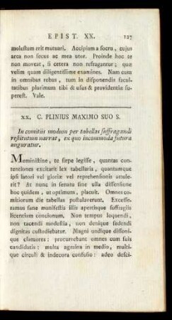 XX. C. Plinius Maximo Suo S.