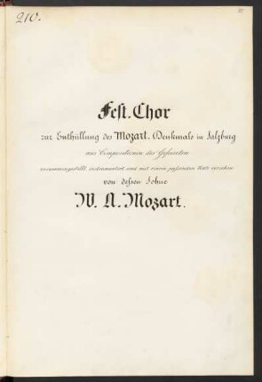 Hier seht ihn dargestellt den Meister; V (4), Coro doppio, orch; D-Dur; NotM IXa:3