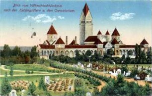 Blick vom Völkerschlachtdenkmal nach den Heldengräbern u. dem Crematorium