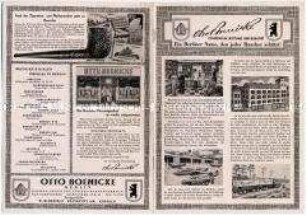 Werbeschrift des Tabakhändlers Otto Boenicke in Berlin-Steglitz