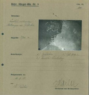 Foto feindlicher rückwärtiger Stellungen am Bichtstein (Luftbild)
