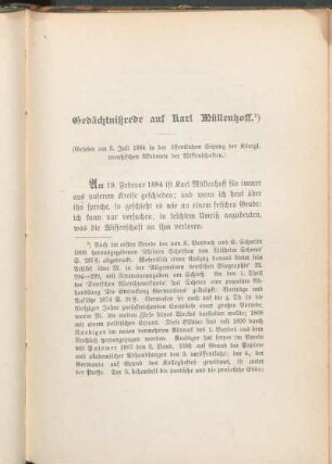 Gedächtnißrede auf Karl Müllenhoff.