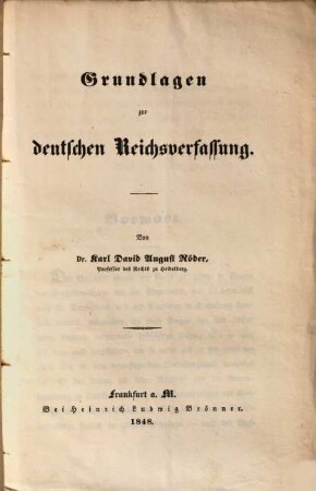 Grundlagen zur deutschen Reichsverfassung