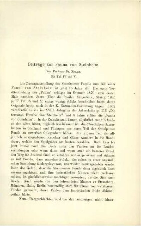 Beiträge zur Fauna von Steinheim