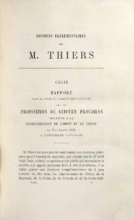 Discours parlementaires de M. Thiers, 8. Troisième Partie (1848-1850)