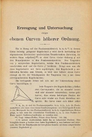 Erzeugung und Untersuchung einiger ebenen Curven höherer Ordnung : Inaug.-Diss. der Univ. Zürich