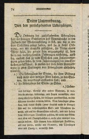 74-81, Dritte Unterordnung. Von den zurückgehenden Uebergängen.