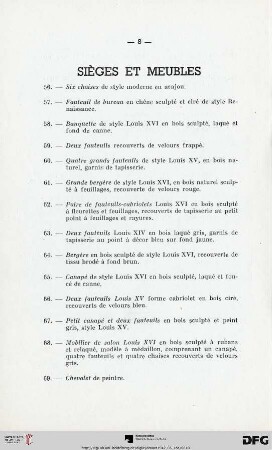 Sièges et meubles (Nr. 56-114)