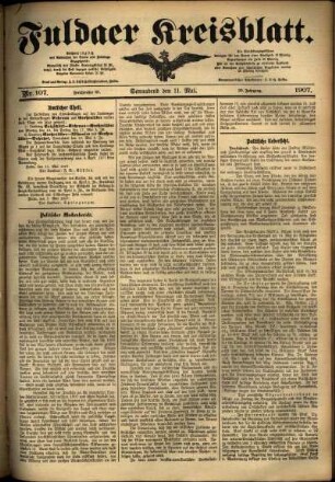 Ausgabe vom Samstag, den 11. Mai 1907.