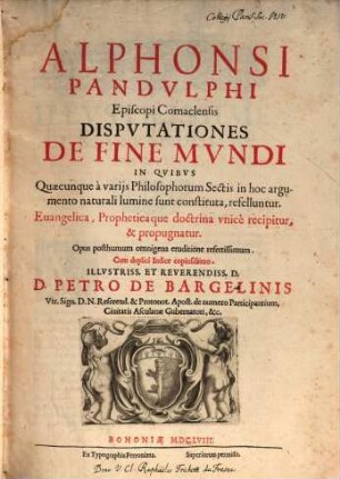 Disputationes de fine mundi