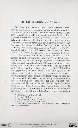 III. Die Tabularien und Offizien