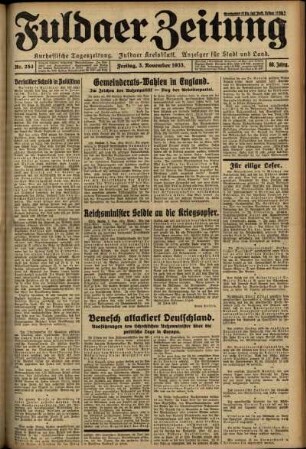 Erste Ausgabe vom Freitag, den 03. November 1933.