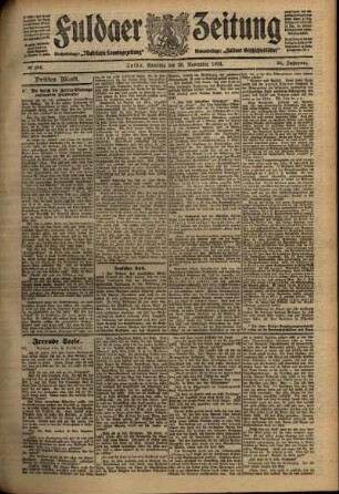 Dritte Ausgabe vom Samstag, den 20. November 1909.