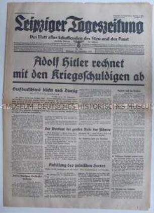 "Leipziger Tageszeitung" zum Auftritt Hitlers in Danzig