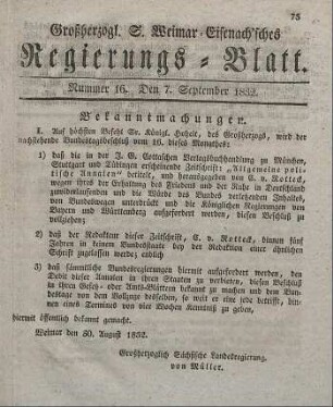 Nr. 16 : 7. September 1832