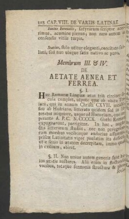 Membrum III. & IV. De Aetate Aenea Et Ferrea