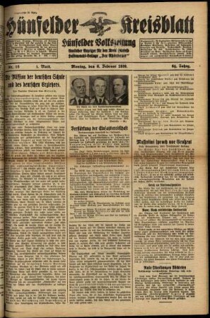 Erste Ausgabe vom Montag, den 06. Februar 1939.