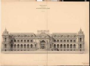 Vereinshaus der Berliner Künstler Schinkelwettbewerb 1880: Aufriss Gartenansicht; Maßstabsleiste
