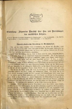 Allgemeine Naturkunde : [Fortsetzung zu Brehm's Thierleben], 1. Entwicklung, Bau und Leben des menschlichen Körpers