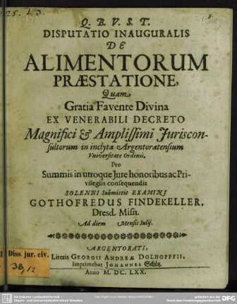 De alimentorum praestatione